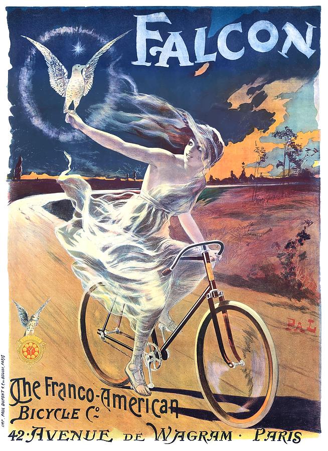 French American Bicycle Poste Falcon Deco Bike A3 Art Poster Print