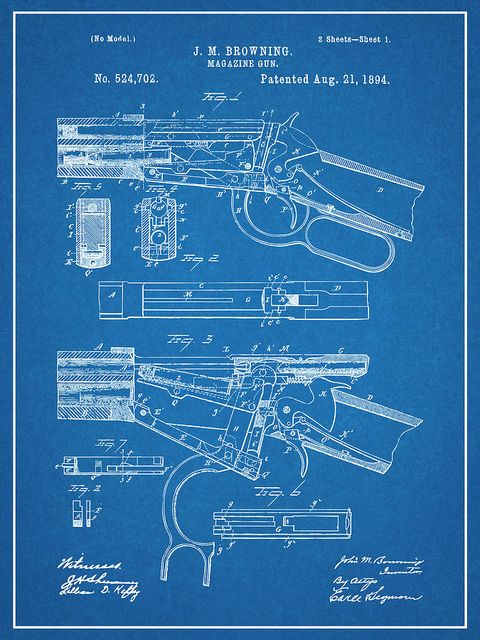 WINCHESTER/John BROWNING 1894 Lever Action Gun/Rifle PATENT Art Print PM#942