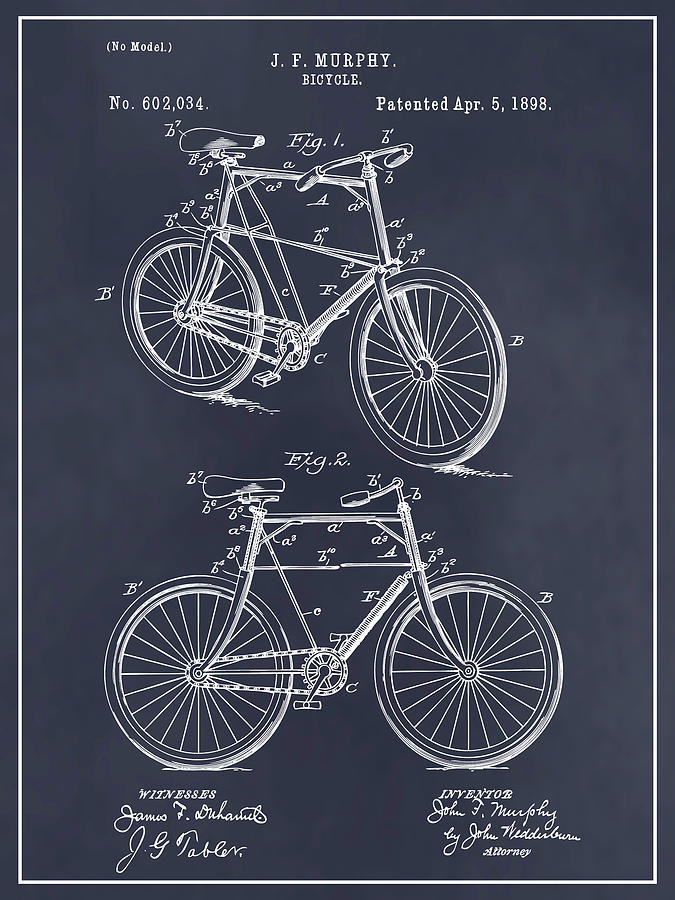 1898 Murphy Bicycle Blackboard Patent Print  Drawing by Greg Edwards