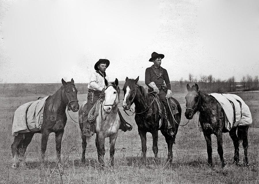 1898 Photo  Cowboys  Horses Painting by Celestial Images