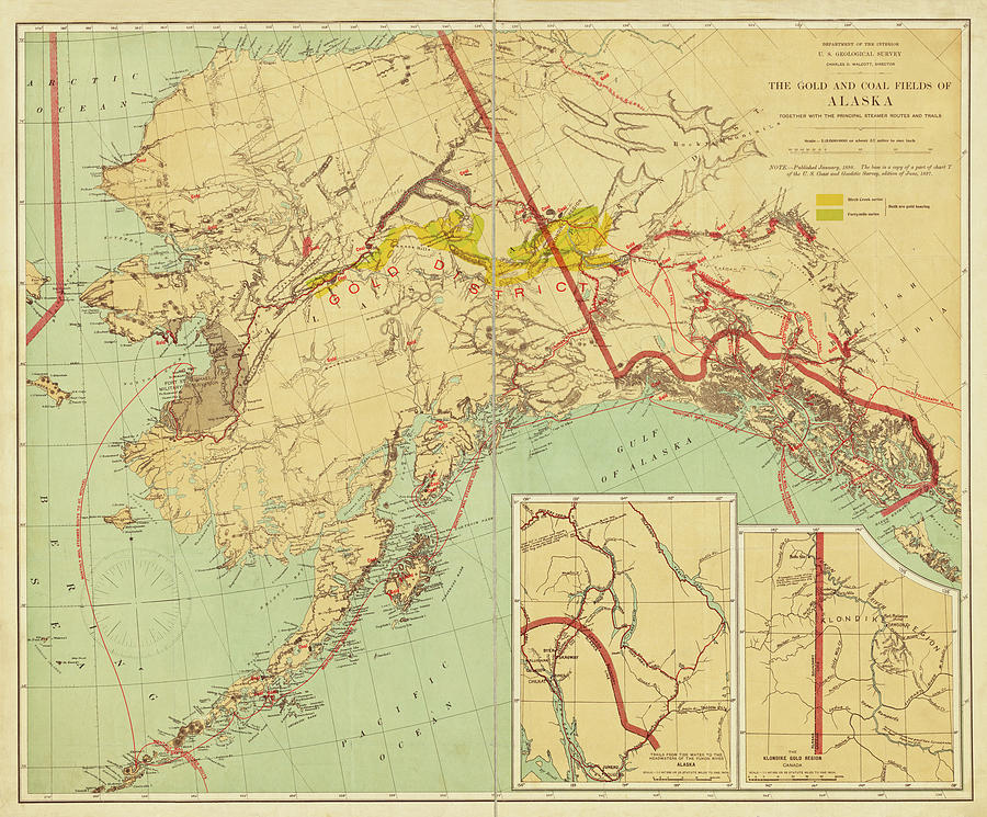 1898 The Gold and Coal Fields of Alaska Map Digital Art by Toby McGuire