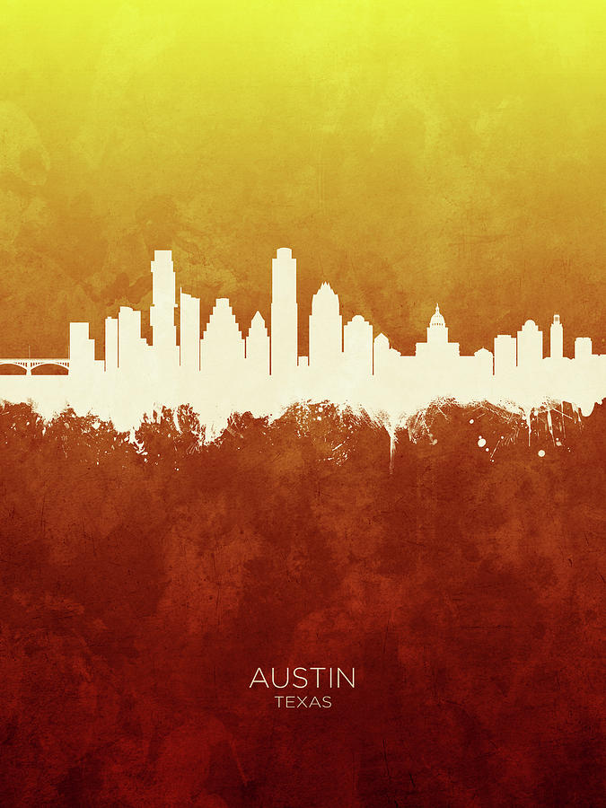 Austin Digital Art - Austin Texas Skyline #19 by Michael Tompsett