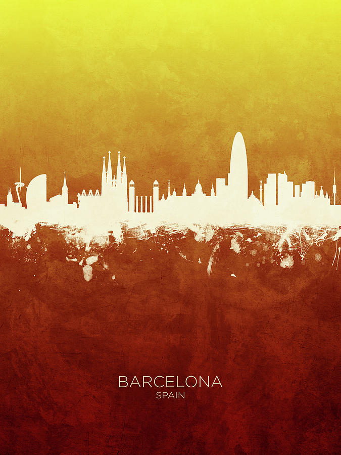 Barcelona Spain Skyline #19 Digital Art by Michael Tompsett