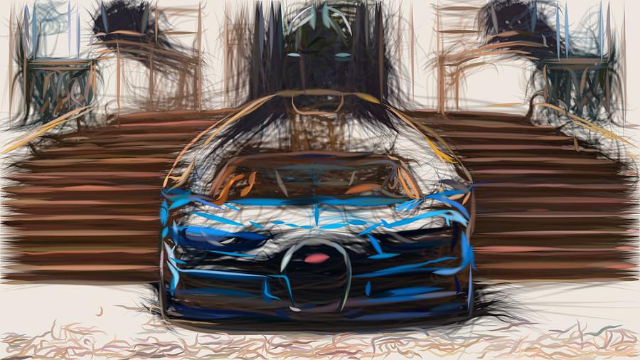 Bugatti Chiron Drawing #20 Digital Art by CarsToon Concept