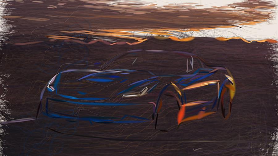 Chevrolet Corvette Z06 Drawing #20 Digital Art by CarsToon Concept