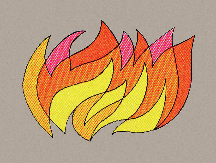 Vintage Drawing - Flames #19 by CSA Images