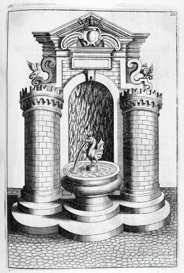 Fountain Design, 1664. Artist Georg #19 Drawing by Print Collector