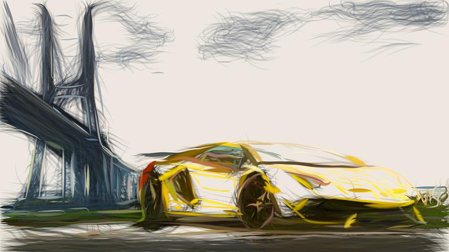 Lamborghini Aventador SVJ Drawing #20 Digital Art by CarsToon Concept