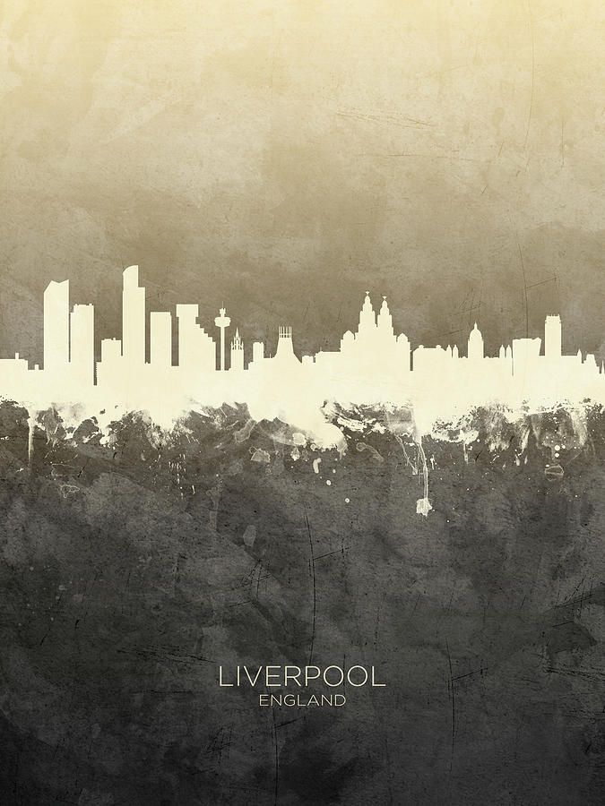 Skyline Digital Art - Liverpool England Skyline #19 by Michael Tompsett