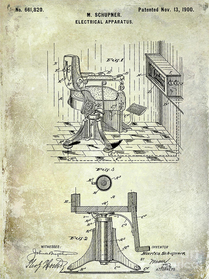 1900 Barbers Chair Patent Photograph by Jon Neidert
