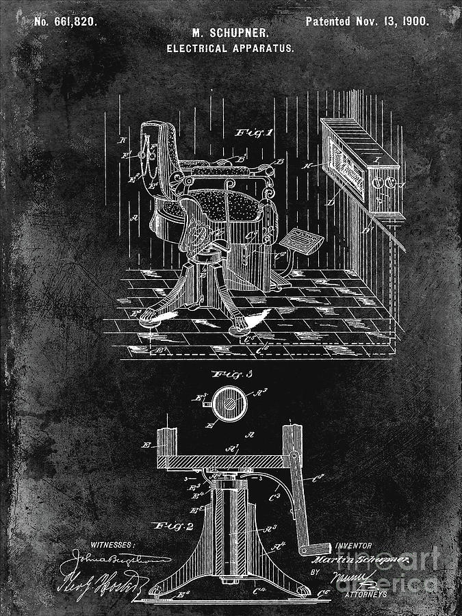 1900 Barber Chair Patent Black Photograph by Jon Neidert