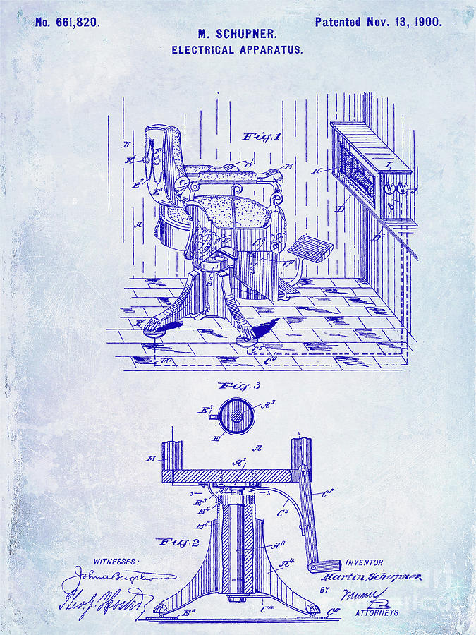 1900 Barber Chair Patent Blueprint Photograph by Jon Neidert