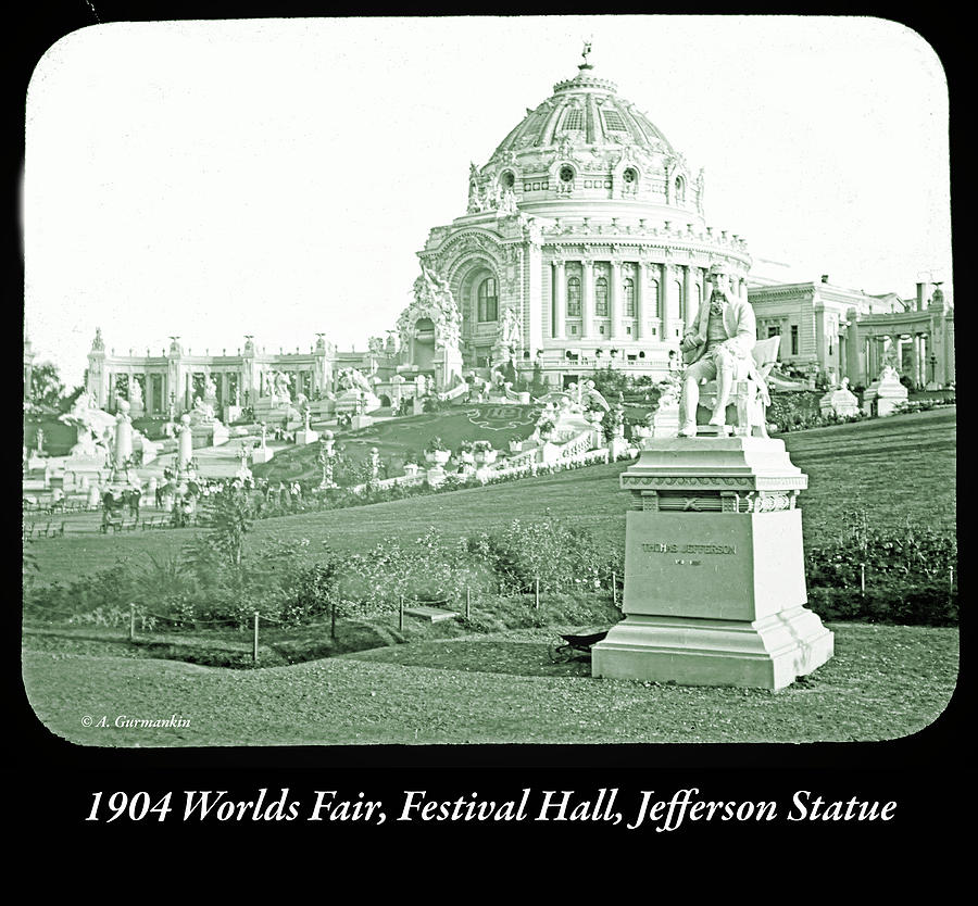 1904 Worlds Fair, Festival Hall, Jefferson Statue Photograph