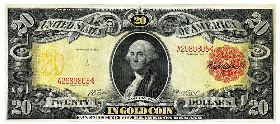 1905 $20 Bill Rainbow Digital Art by US Treasury