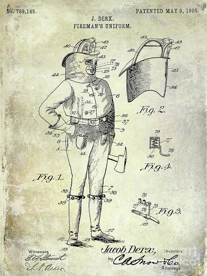 1905 Firemans Uniform Patent Photograph by Jon Neidert