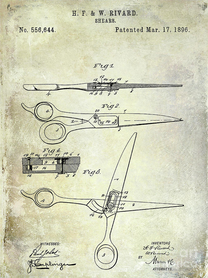 1906 Barbers Shears Patent Photograph by Jon Neidert