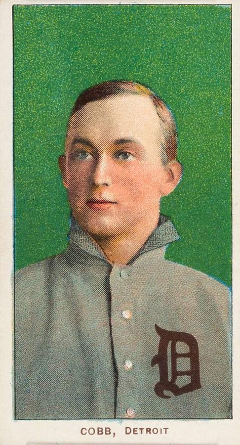 1909 11 T206 Sweet Caporal Ty Cobb Green Portrait  Painting by Celestial Images