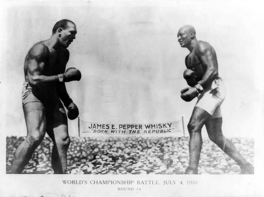 1910 BOXING  Jack Johnson vs James Jeffries  Worlds Championship Painting by Celestial Images