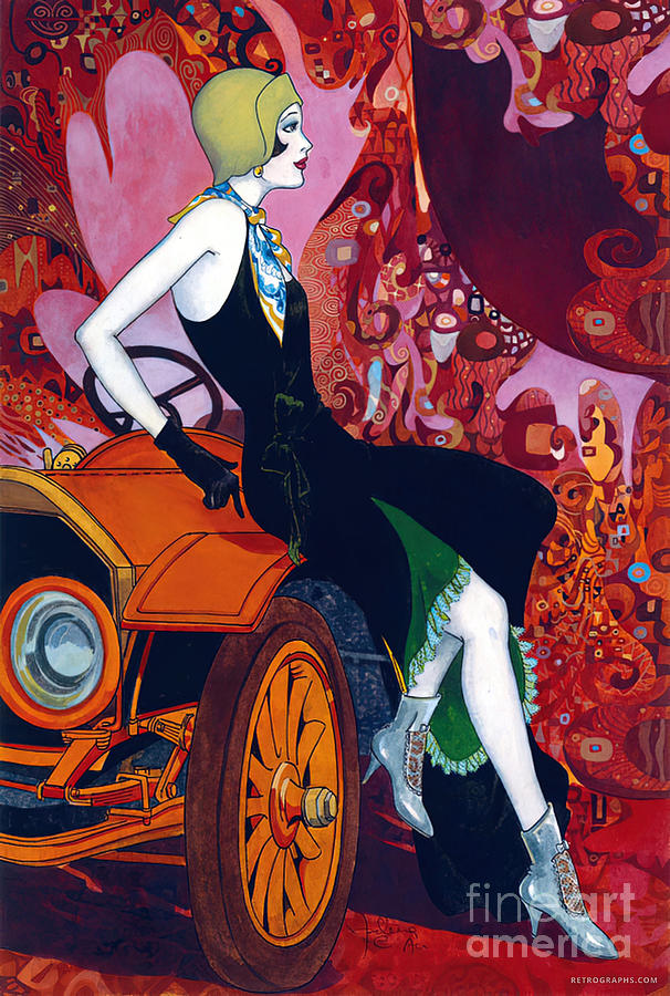 1910s Brass Vehicle With Flapper Fashion Model Mixed Media by Retrographs