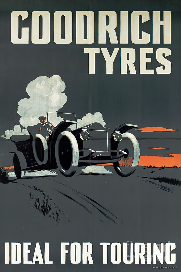 1910s Goodrich Tyres Advertisement Of Open Touring Ca Mixed Media by Retrographs
