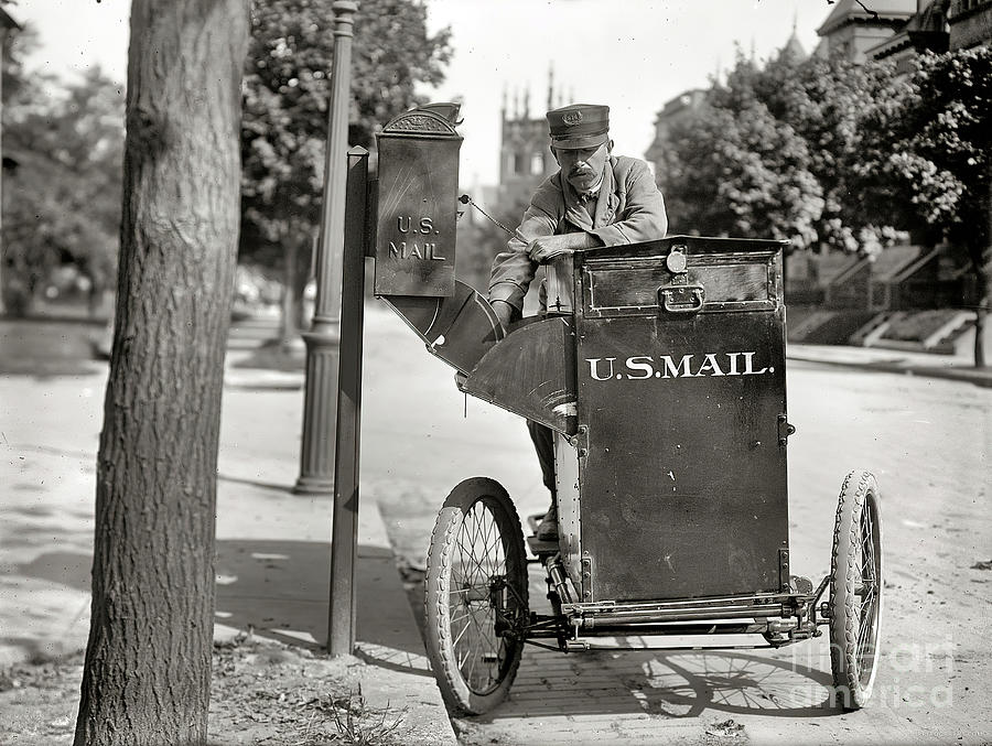 1910s Mailman In Pedal Or Motorized Cart Photograph by Retrographs