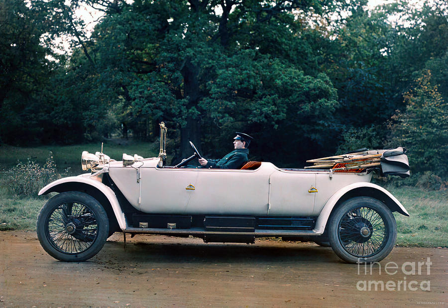 1910s Lanchester touring car with chauffeur Photograph by Retrographs