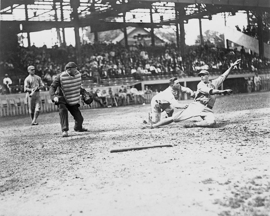 1912 Photo Baseball Antique  Catcher  Umpire Painting