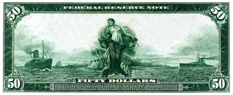 1914 $50 Bill Reverse Digital Art by US Treasury