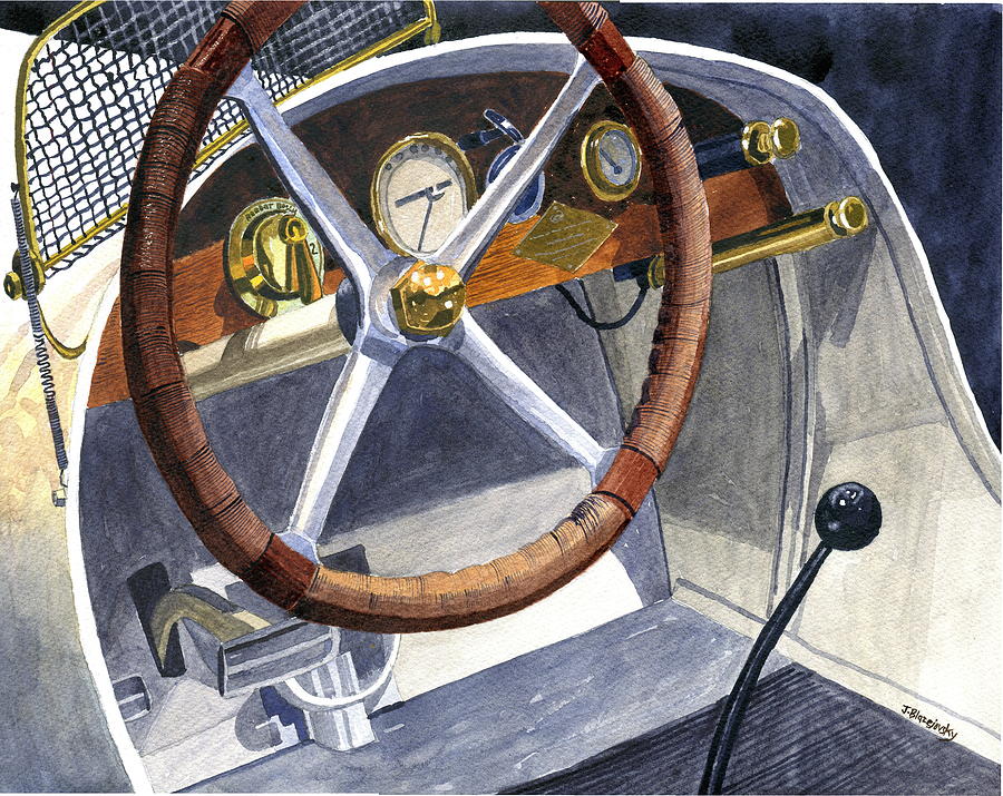 1914 Dusenburg Indy 500 dashboard Painting by Jeff Blazejovsky