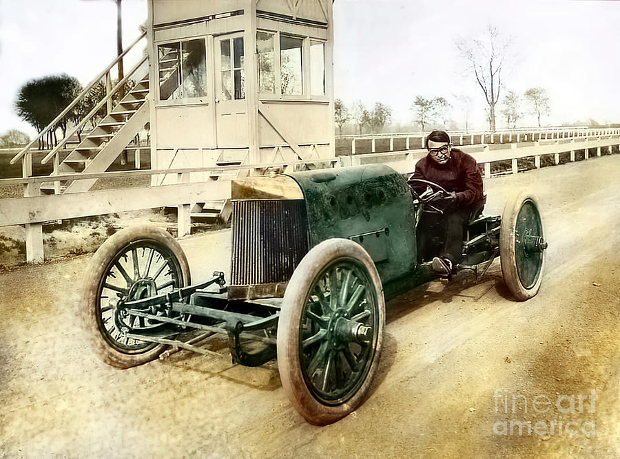 1915 Colorized Image Of Racer Barney Oldfield At Race Track Photograph by Retrographs