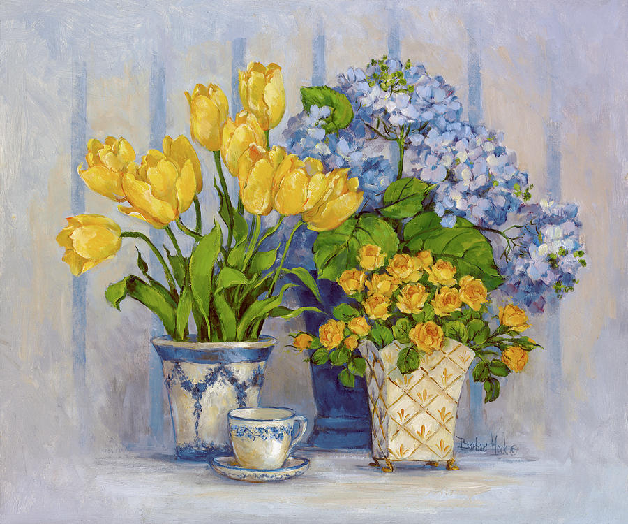 Still Life Painting - 19153 Blue White by Barbara Mock