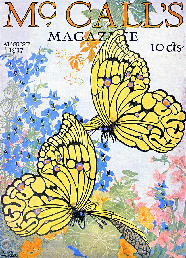 1917 McCalls Cover Butterflies Painting by McCalls
