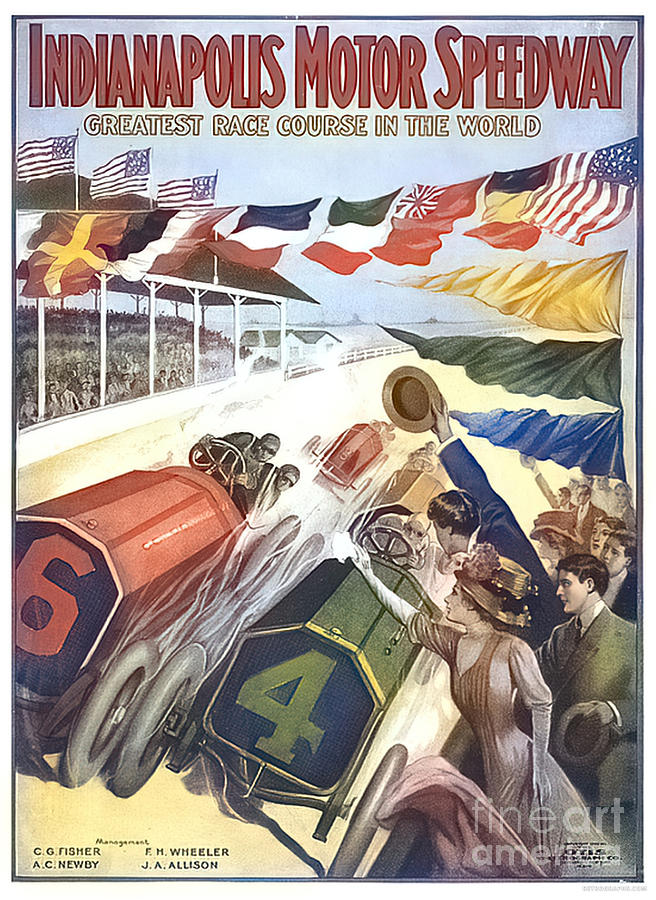 1918 Indianapolis Motor Speedway Racing Poster Mixed Media by Retrographs