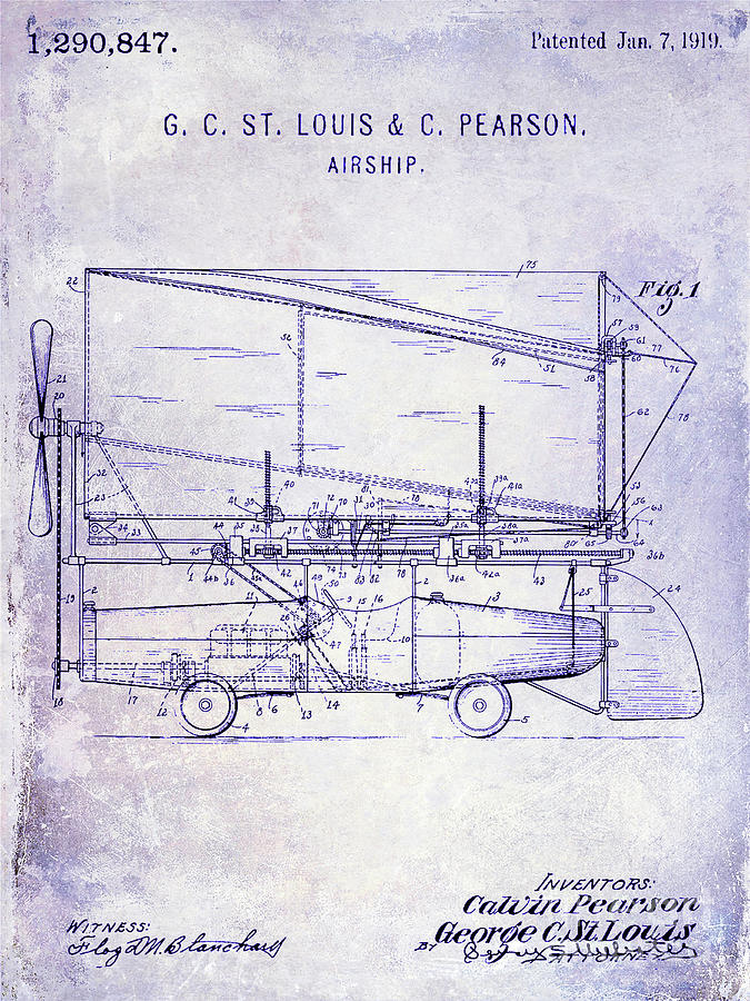 1919 Airship Patent Blueprint Photograph by Jon Neidert