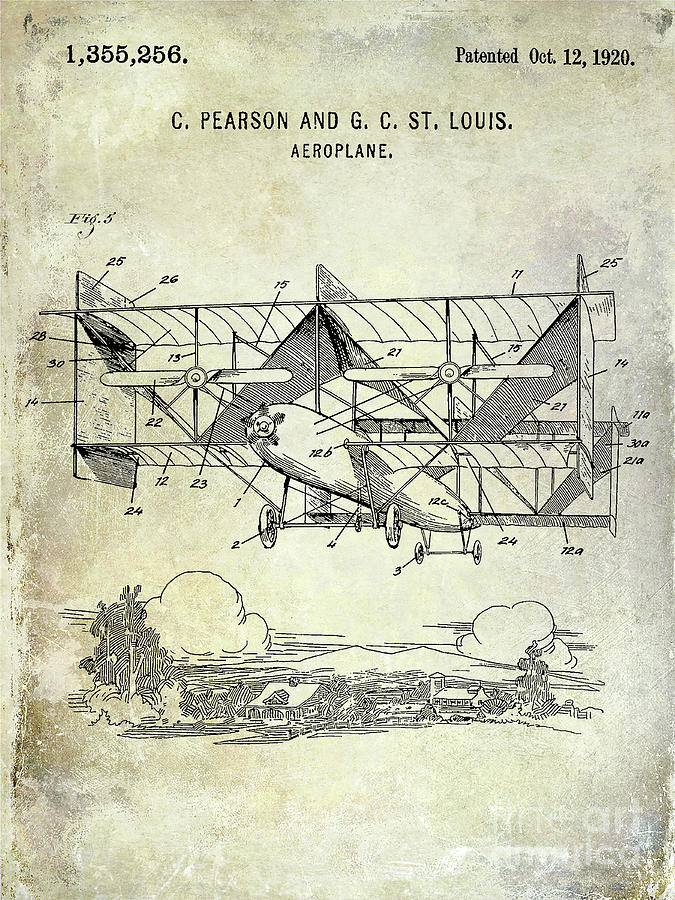 1920 Airplane Patent Photograph by Jon Neidert