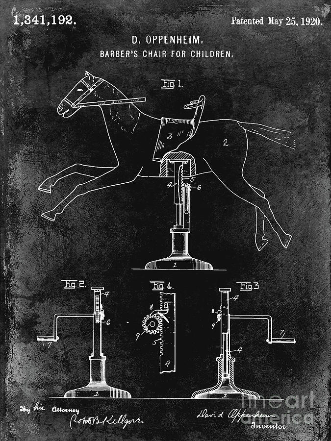 1920 Barber Chair Patent Black Photograph by Jon Neidert