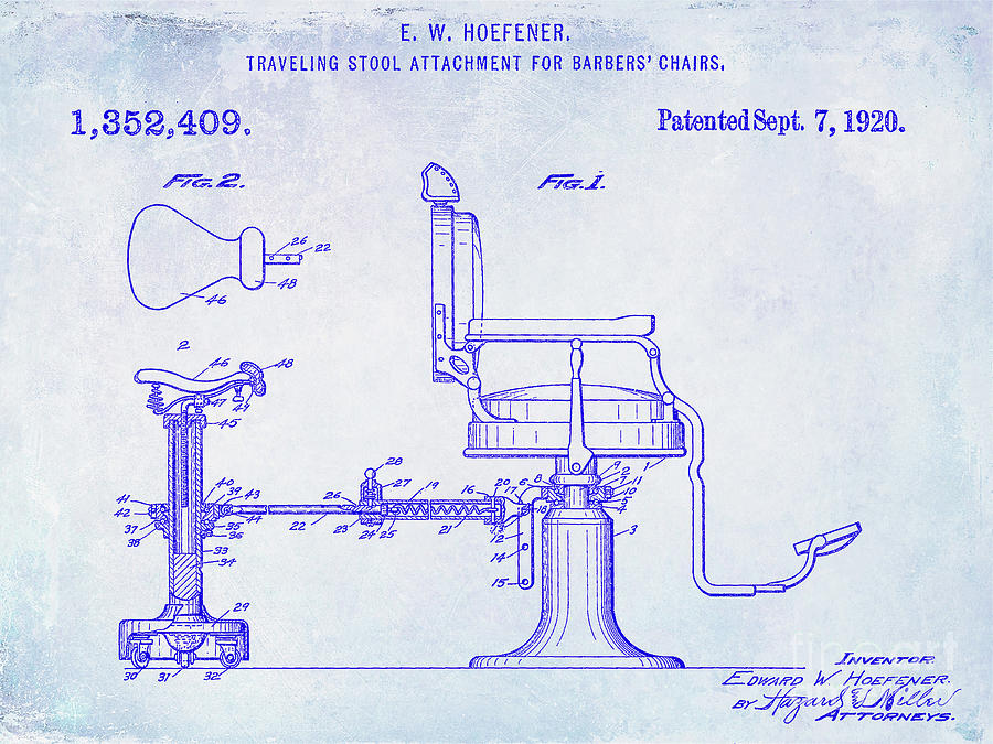 1920 Barber Chair Patent Blueprint Photograph by Jon Neidert
