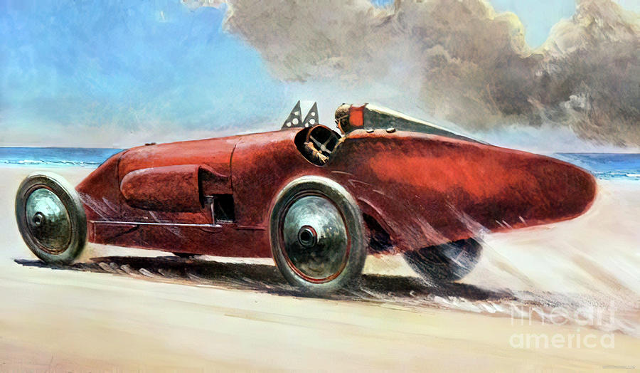 1920 Twin Engine Duesenberg Racer With Tommy Milton Painting by Retrographs