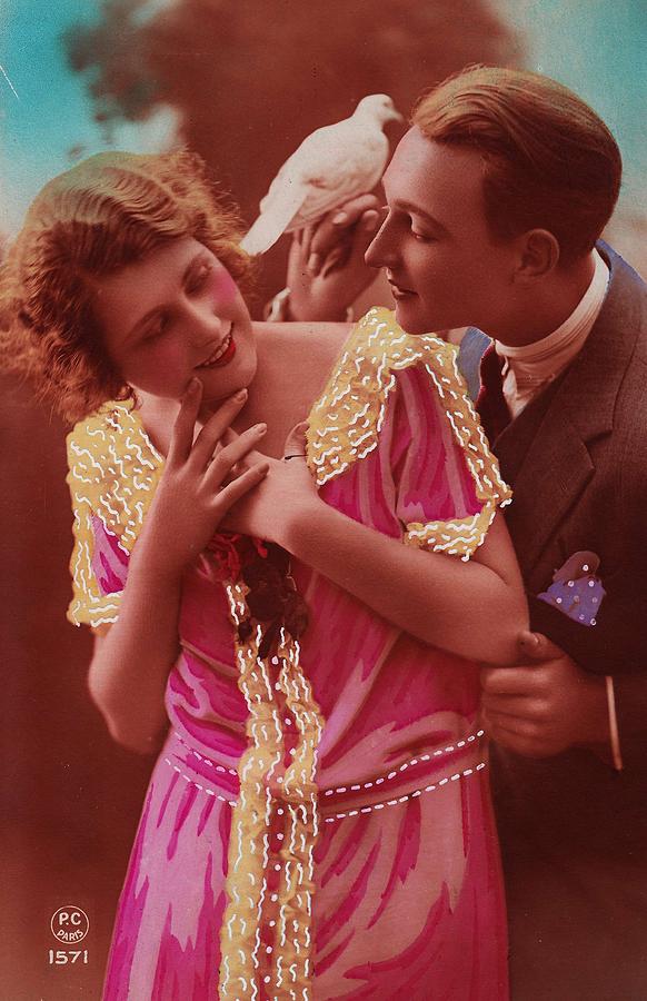 1920s Colorized Romantic Postcards 5 Painting