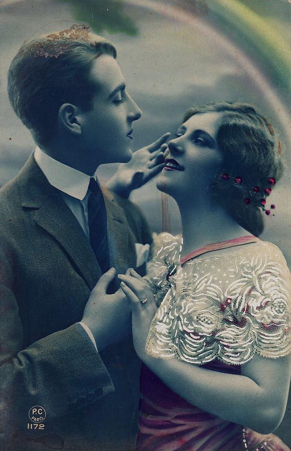 1920s Colorized Romantic Postcards 6 Painting