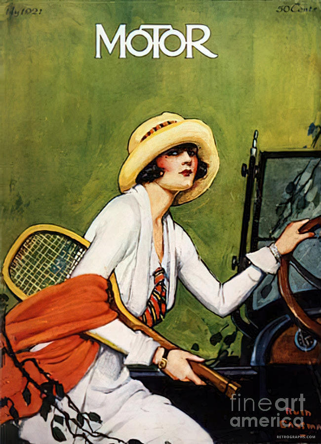 1920s Cover Motor Magazine Featuring Fashion Model And Roadster Mixed Media by Retrographs