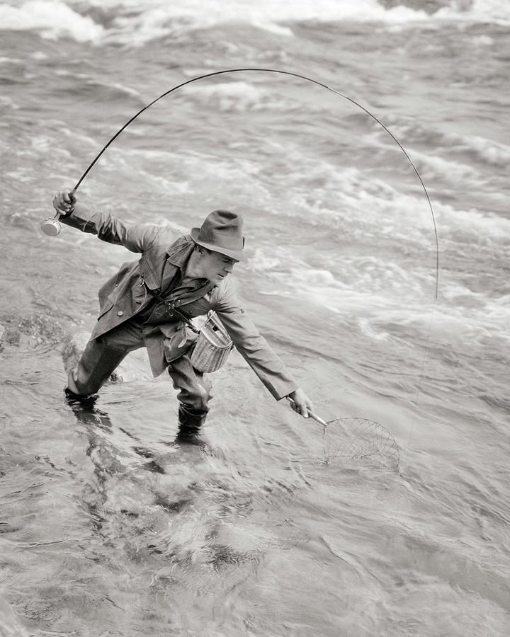 1920s Man Fisherman Standing In Stream Painting by Vintage Images 1920s Man Fisherman Standing In Stream Painting by Vintage Images