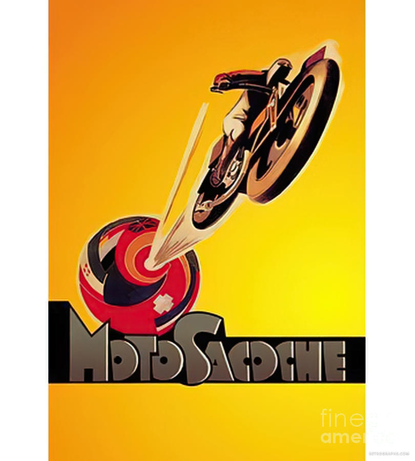 1920s Moto Sacoche Motorcycle Poster Mixed Media by Retrographs