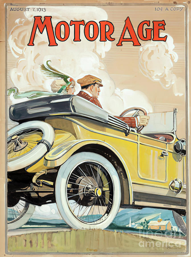 1920s Motor Age Cover Of Sports Roadster And Couple Mixed Media by Retrographs
