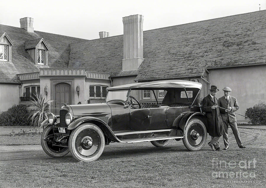 1920s Oakland Touring Car With Two Men In Elegant Setting Photograph by Retrographs