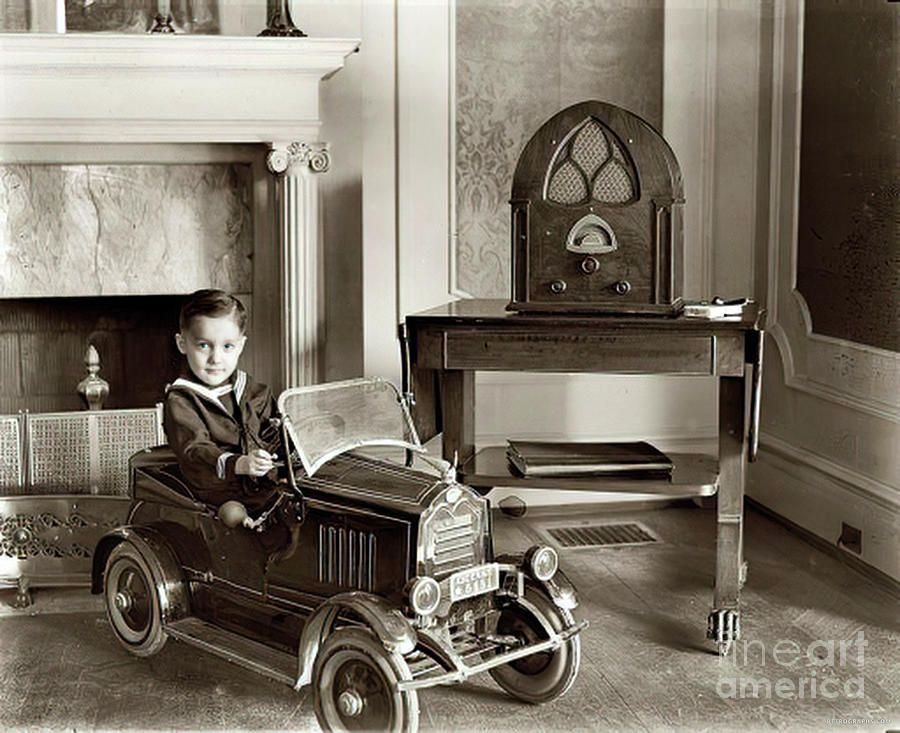 1920s Pedal Car With Child By Fireplace Photograph by Retrographs