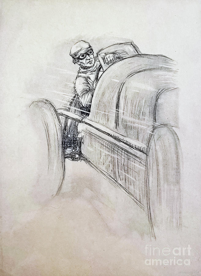 1920s Race Car With Driver Drawing by Retrographs