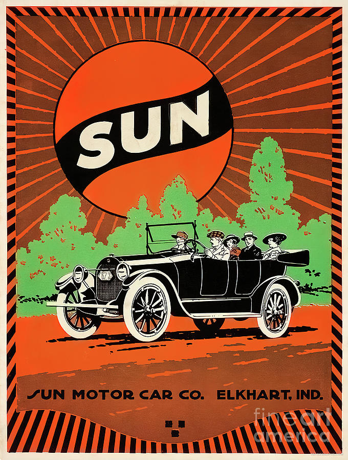 1920s Sun Motor Car Co. Elkhart, Indiana Advertisement Mixed Media by Retrographs
