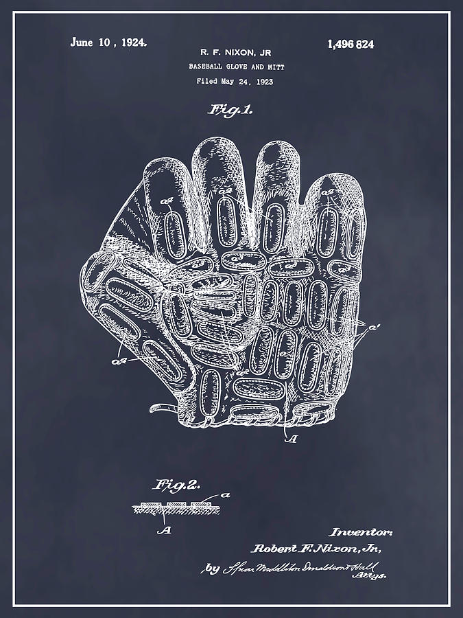 1923 Baseball Glove Mitt Blackboard Patent Print Drawing by Greg Edwards
