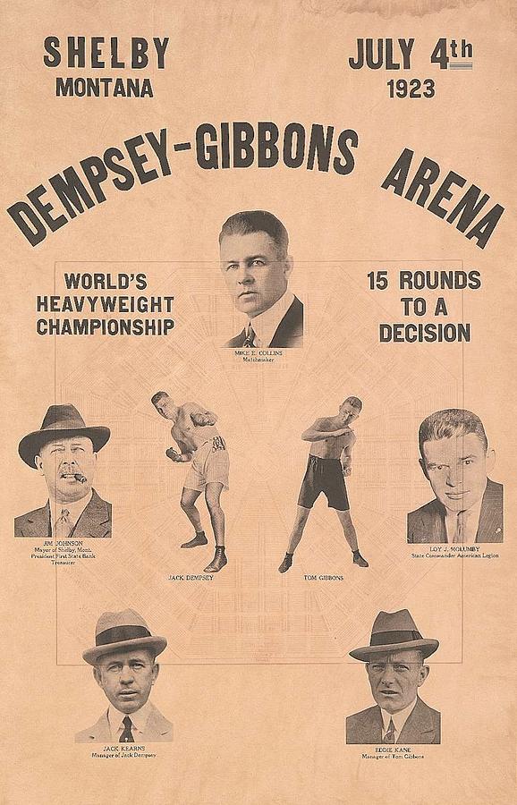 1923 Jack Dempsey/Tom Gibbons Fight Poster Photograph by Redemption Road